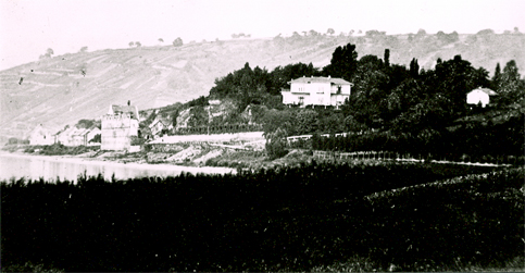 1865 im oberen Bildteil die Villa Roentgen
