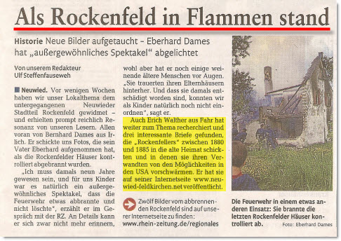 Als Rockenfeld 1969 in Flammen stand und eine Wüstung wurde.